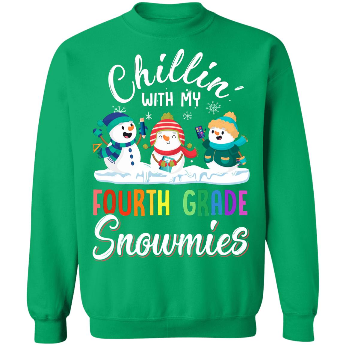 Chillin' With Fourth Grade Snowmies Christmas Teacher Gifts T-Shirt & Sweatshirt | Teecentury.com