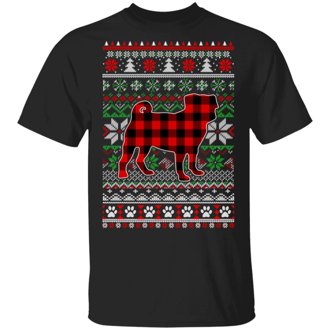 Pug Red Plaid Ugly Christmas Sweater Gifts T-Shirt & Sweatshirt | Teecentury.com