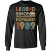 Legend Since November 1989 Vintage 33th Birthday Gifts T-Shirt & Hoodie | Teecentury.com