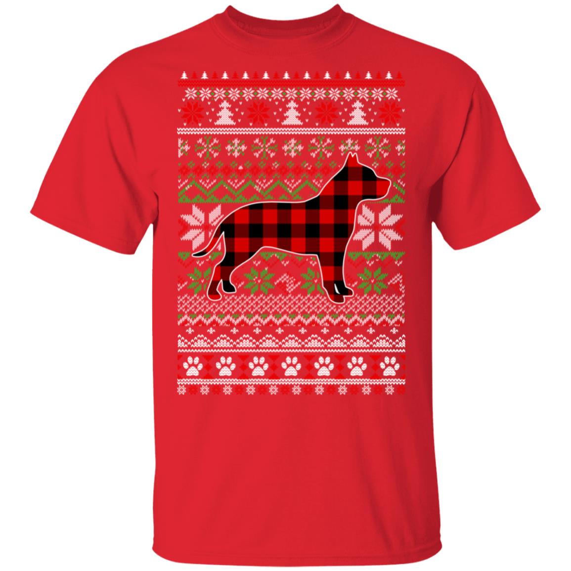 Pit bull Red Plaid Ugly Christmas Sweater Gifts T-Shirt & Sweatshirt | Teecentury.com
