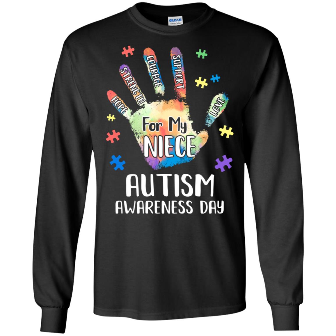 Support Autism Awareness For My Niece Puzzle Gift T-Shirt & Hoodie | Teecentury.com