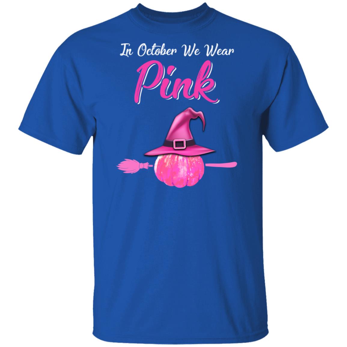 October Wear Pink Halloween Witch Pumpkin Breast Cancer T-Shirt & Hoodie | Teecentury.com