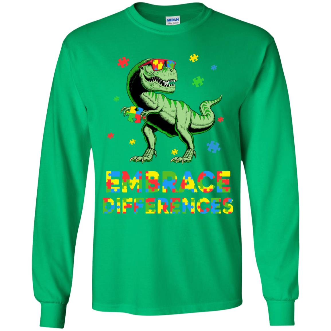 Dinosaur Puzzle Autism Awareness Embrace Differences Youth Youth Shirt | Teecentury.com