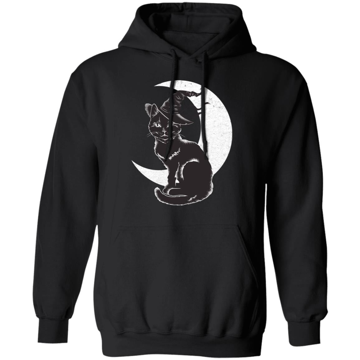 Vintage Scary Halloween Black Cat Costume Witch Hat Moon T-Shirt & Hoodie | Teecentury.com