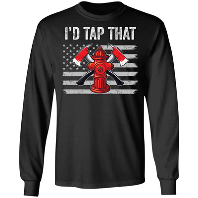 I'd Tap That Firefighter Hydrant US Flag Dad Gift T-Shirt & Hoodie | Teecentury.com