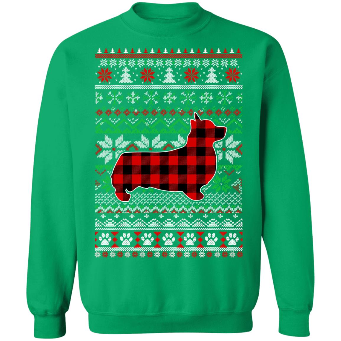Corgi Red Plaid Ugly Christmas Sweater Gifts T-Shirt & Sweatshirt | Teecentury.com