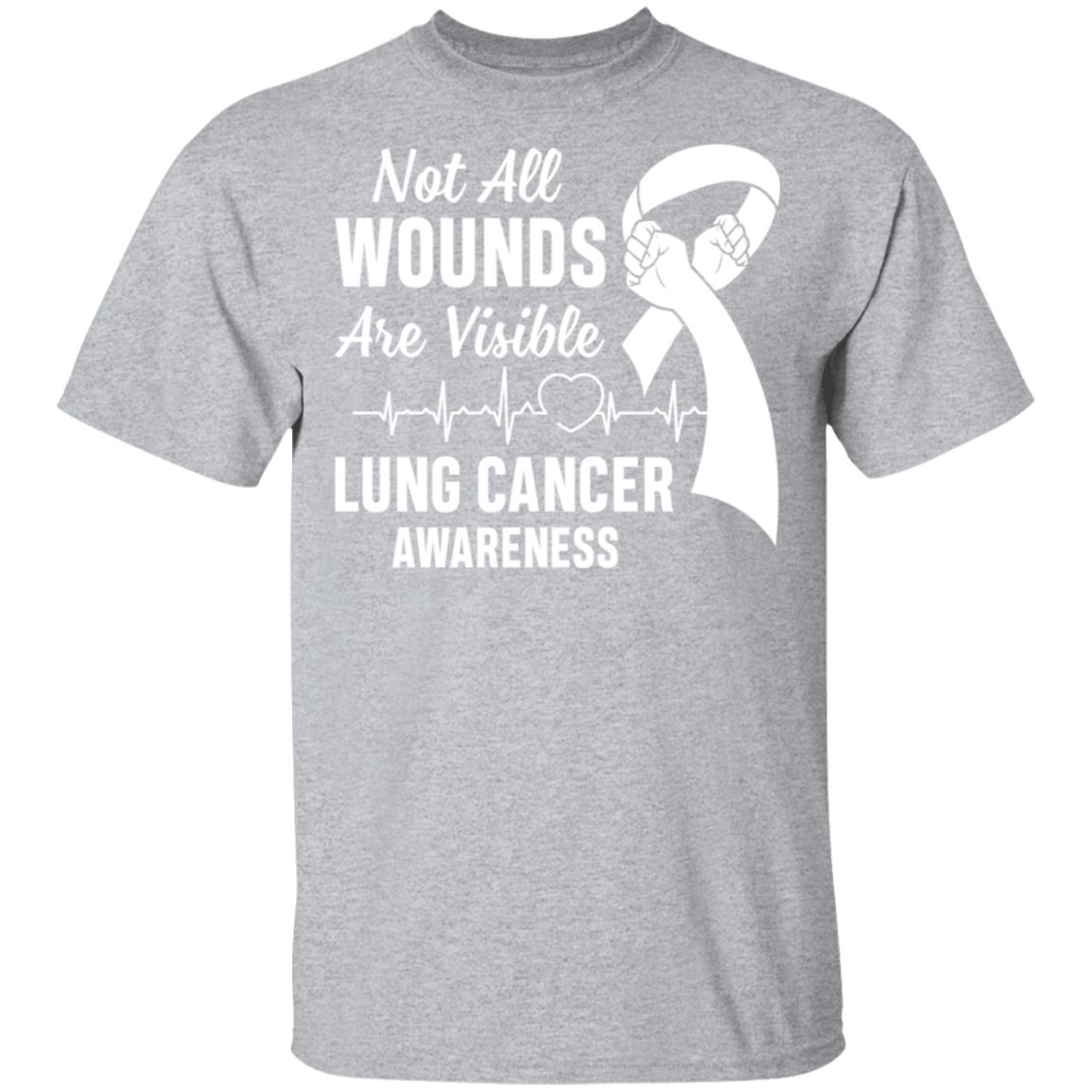 Lung Cancer Awareness White Not All Wounds Are Visible T-Shirt & Hoodie | Teecentury.com