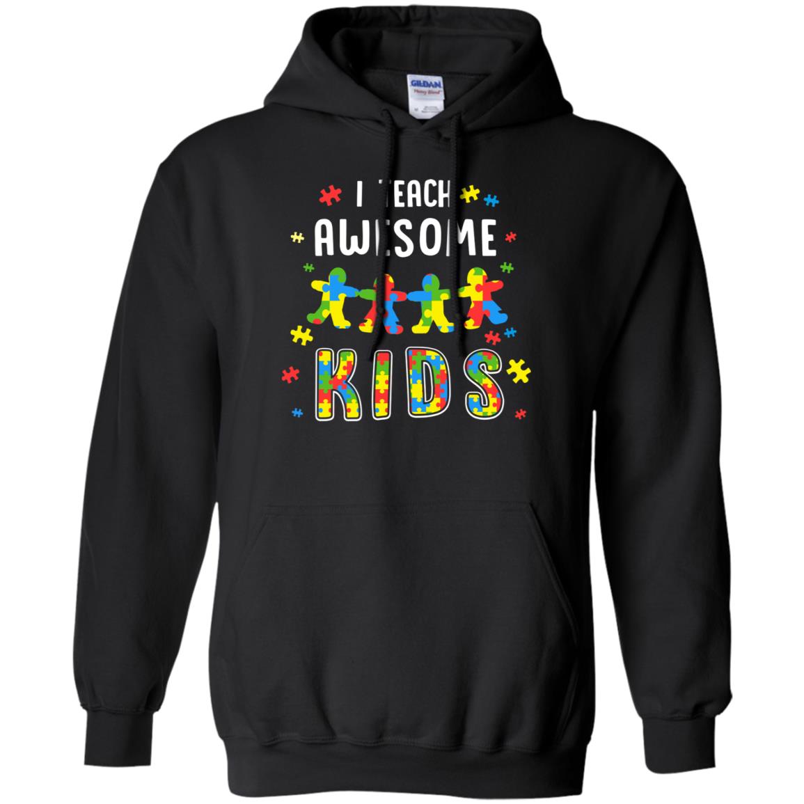 I Teach Awesome Kids Autism Awareness Puzzle Teacher T-Shirt & Hoodie | Teecentury.com