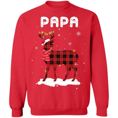 Papa Deer Red Plaid Christmas Family Matching Pajamas T-Shirt & Sweatshirt | Teecentury.com