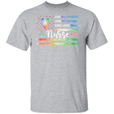 Funny Nurse American Flag Live Love Save Lives Nursing Gifts T-Shirt & Hoodie | Teecentury.com