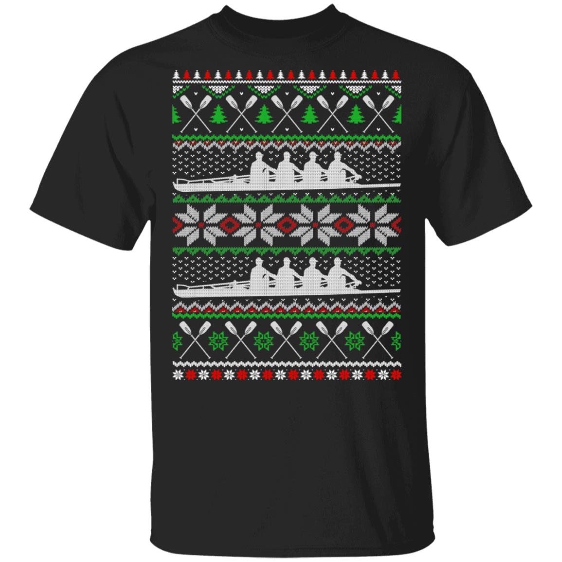 Rowing Ugly Christmas Happy Holiday Boating Crew Xmas Gift T-Shirt & Sweatshirt | Teecentury.com