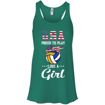 Usa Proud To Play Like A Girl Volleyball T-Shirt & Tank Top | Teecentury.com