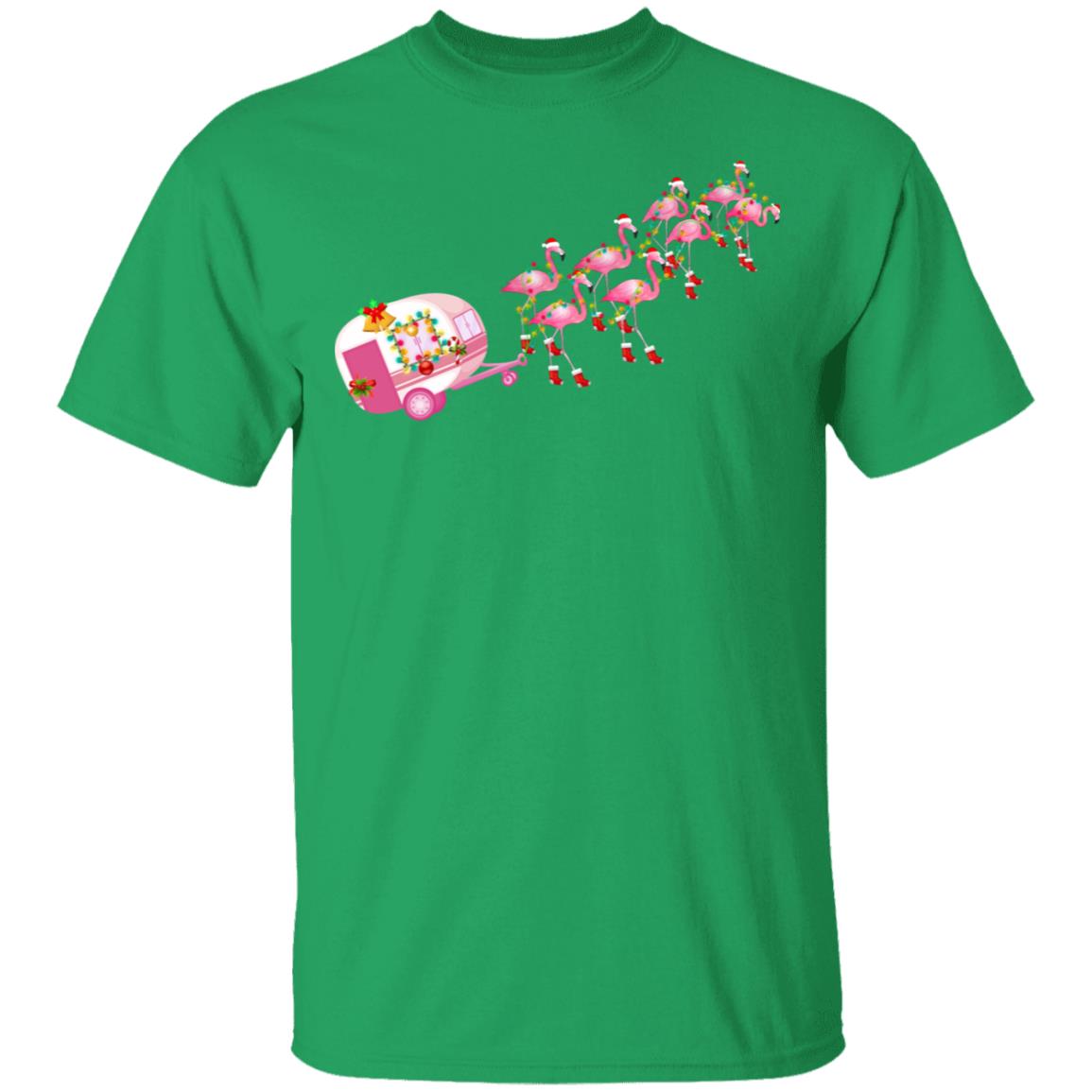 Flamingo Camper Christmas Santa Gift For Glamping Holiday T-Shirt & Sweatshirt | Teecentury.com