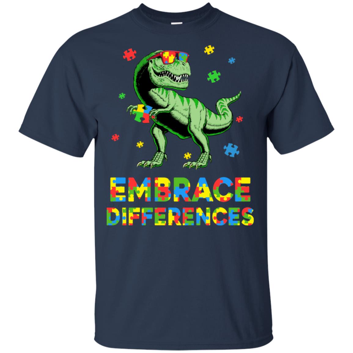 Dinosaur Puzzle Autism Awareness Embrace Differences Youth Youth Shirt | Teecentury.com