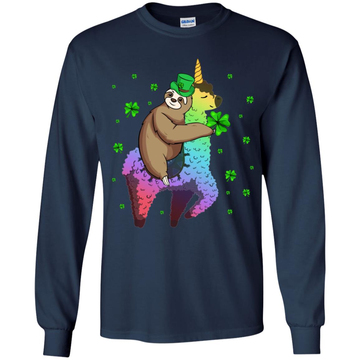 Leprechaun Sloth Riding Llama Unicorn St Patricks Day Youth Youth Shirt | Teecentury.com