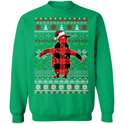 Red Plaid Buffalo Penguin Pajamas Family Christmas Sweater T-Shirt & Sweatshirt | Teecentury.com
