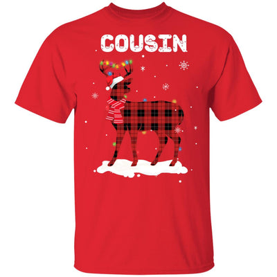 Cousin Deer Red Plaid Christmas Family Matching Pajamas T-Shirt & Sweatshirt | Teecentury.com