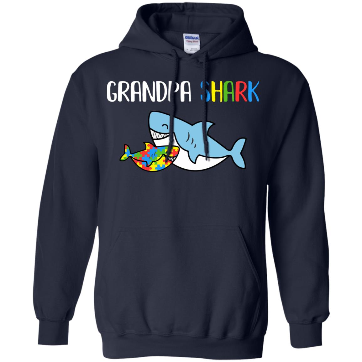 Grandpa Shark Support Autism Awareness For Grandchild T-Shirt & Hoodie | Teecentury.com