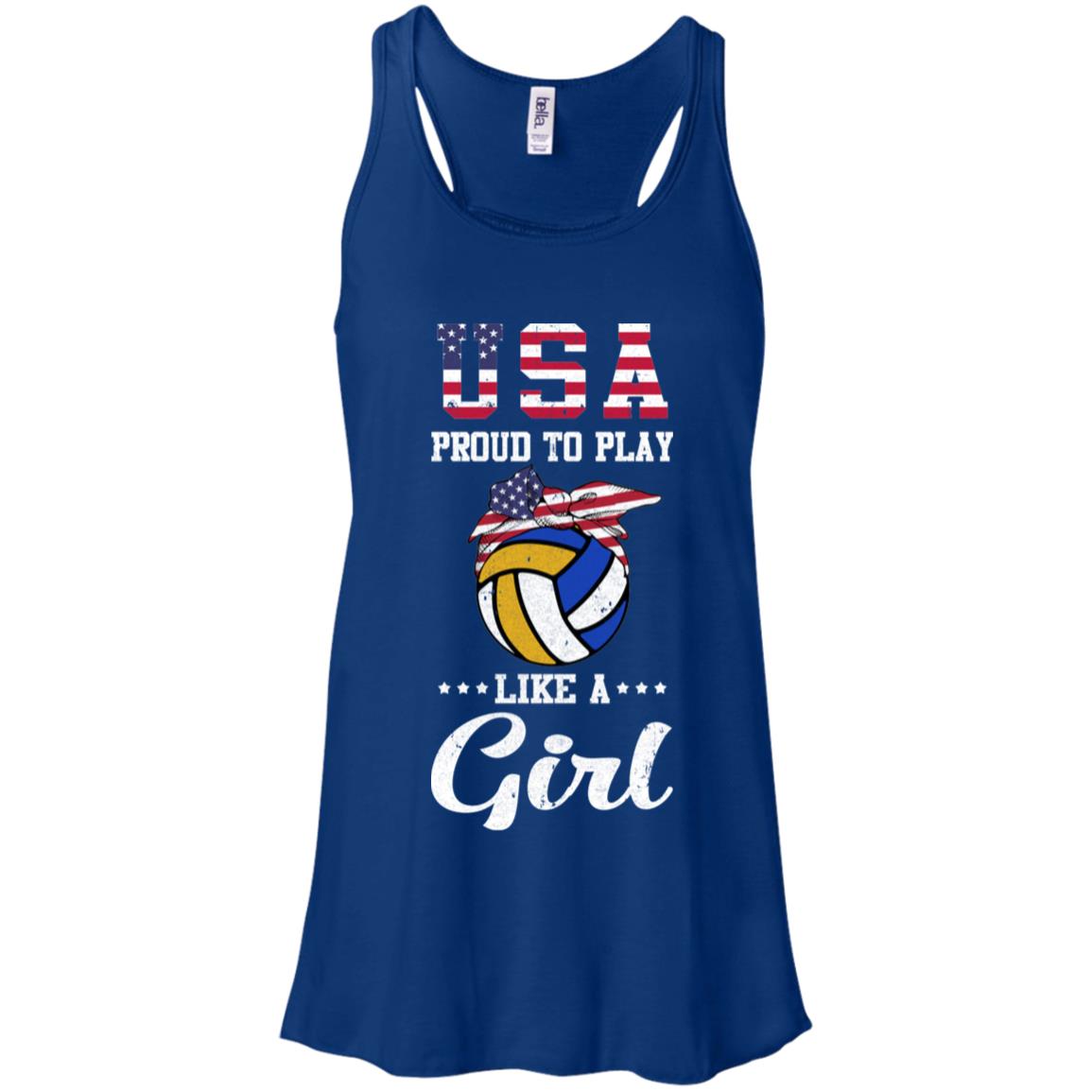 Usa Proud To Play Like A Girl Volleyball T-Shirt & Tank Top | Teecentury.com