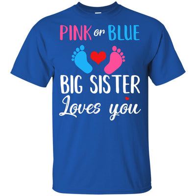 Pink Or Blue Big Sister Loves You Funny Gender Reveal Party Gift Youth Youth Shirt | Teecentury.com