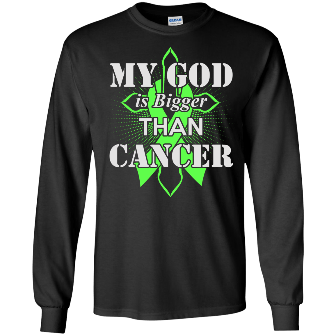 My God Is Bigger Than Cancer Green Awareness Ribbon T-Shirt & Hoodie | Teecentury.com