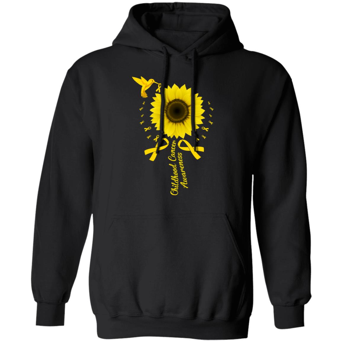 Hummingbird Sunflower Gold Ribbon Childhood Cancer Awareness Shirt & Hoodie  