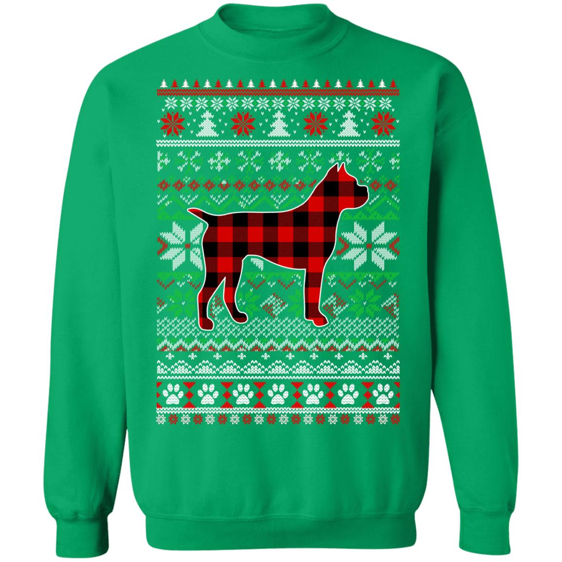 Boxer Red Plaid Ugly Christmas Sweater Gifts T-Shirt & Sweatshirt | Teecentury.com