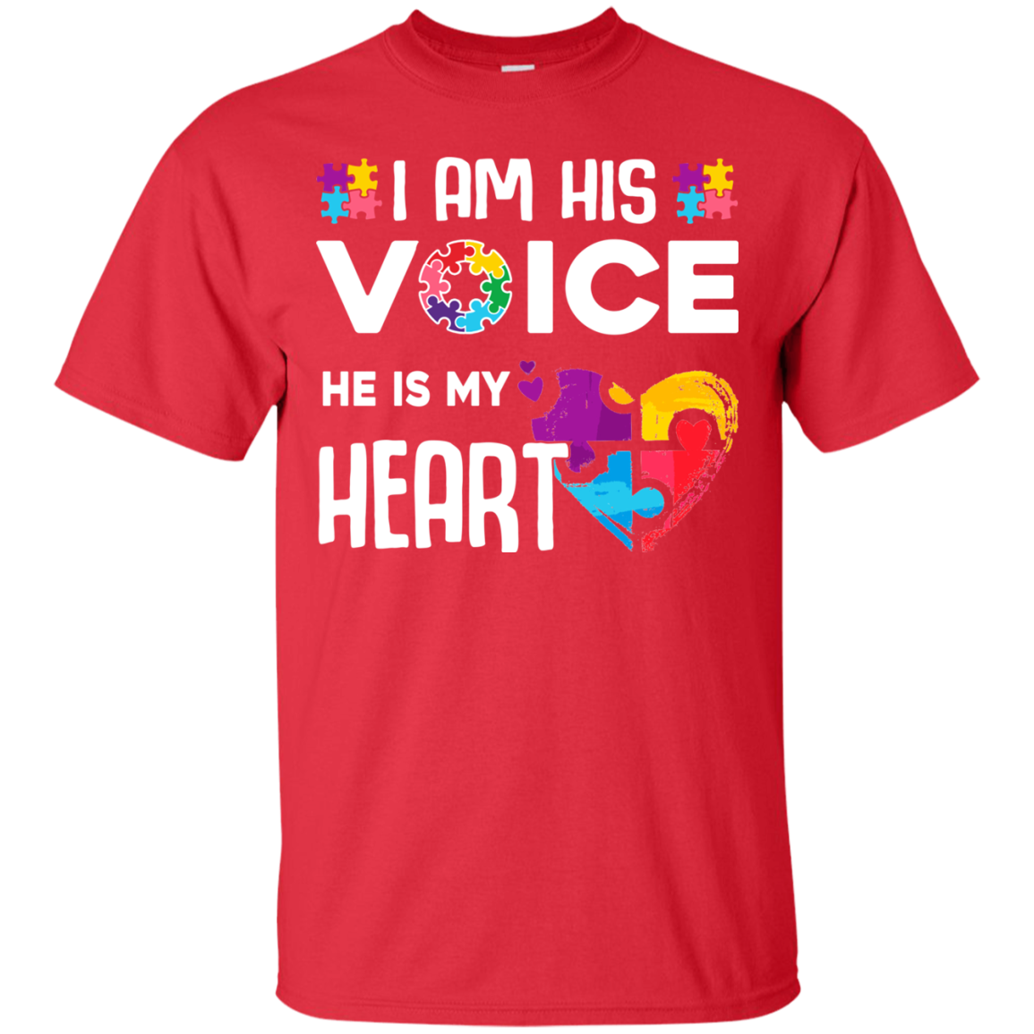 Autism Awareness I Am His Voice He Is My Heart Autism Mom T-Shirt & Hoodie | Teecentury.com