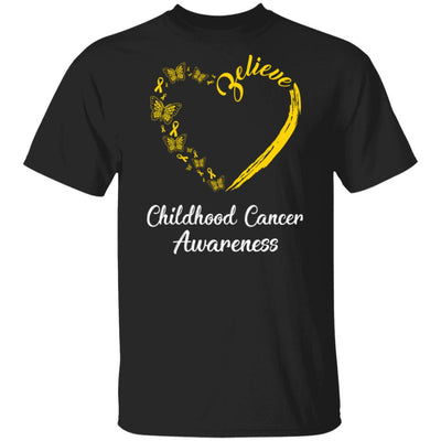 Butterfly Believe Childhood Cancer Awareness Ribbon Gifts T-Shirt & Hoodie | Teecentury.com