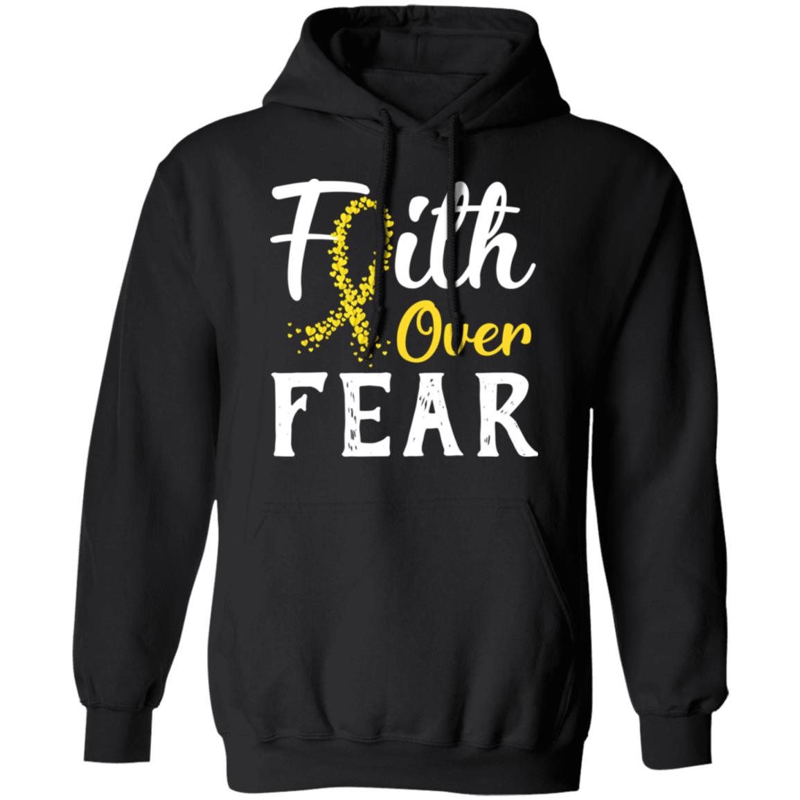 Childhood Cancer Awareness Gold Ribbon Faith Over Fear T-Shirt & Hoodie | Teecentury.com