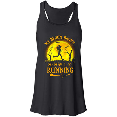 Funny Halloween My Broom Broke So Now I Go Running T-Shirt & Tank Top | Teecentury.com