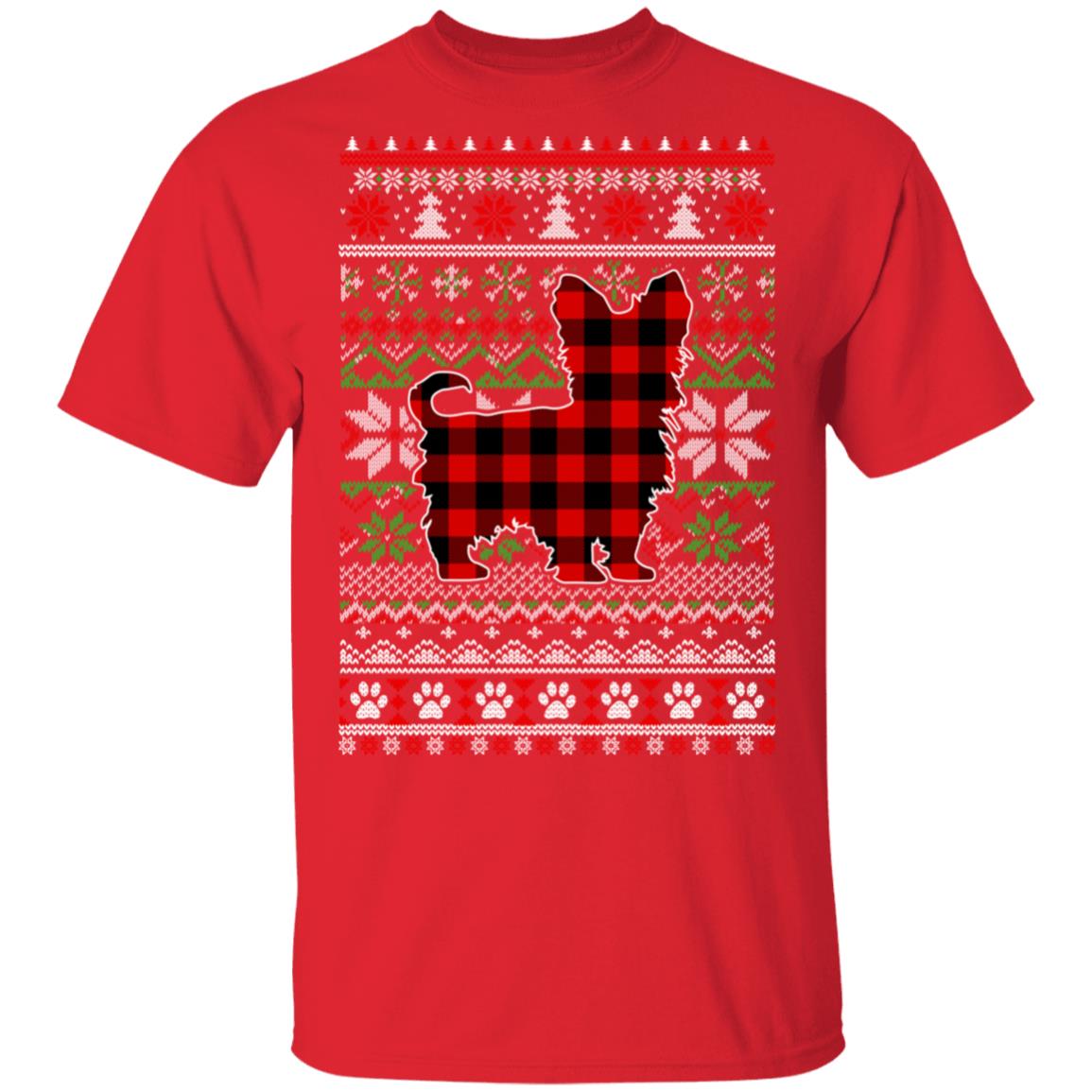 Yorkie Red Plaid Ugly Christmas Sweater Gifts T-Shirt & Sweatshirt | Teecentury.com
