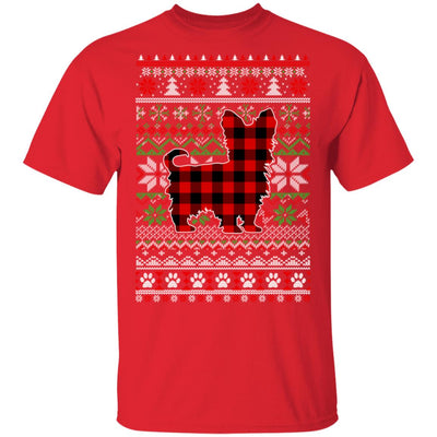 Yorkie Red Plaid Ugly Christmas Sweater Gifts T-Shirt & Sweatshirt | Teecentury.com
