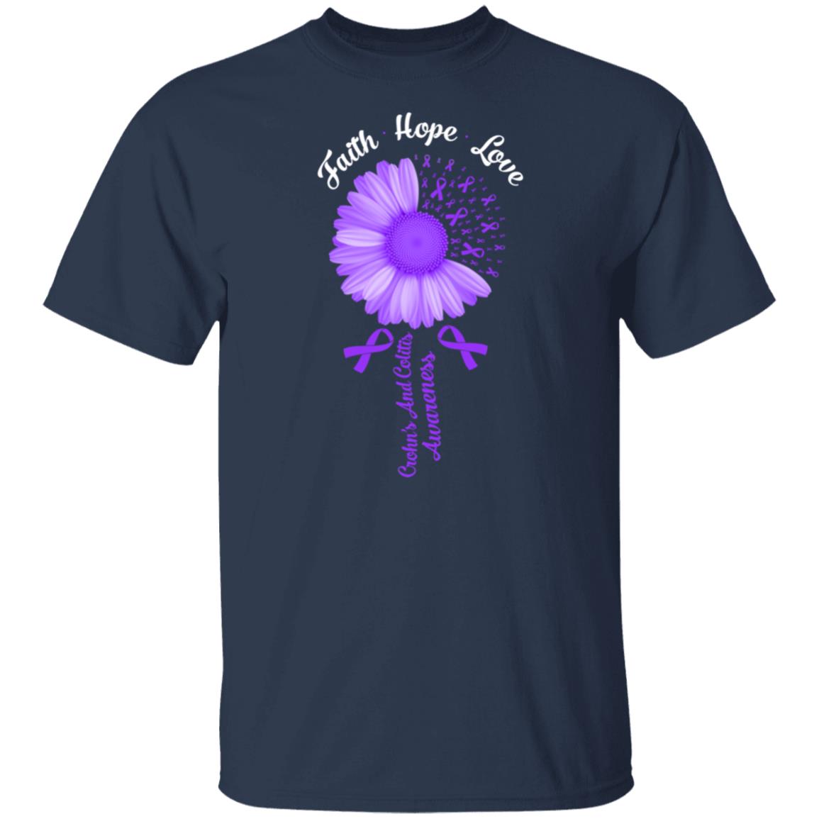 Faith Hope Love Purple Crohn's And Colitis Awareness T-Shirt & Hoodie | Teecentury.com