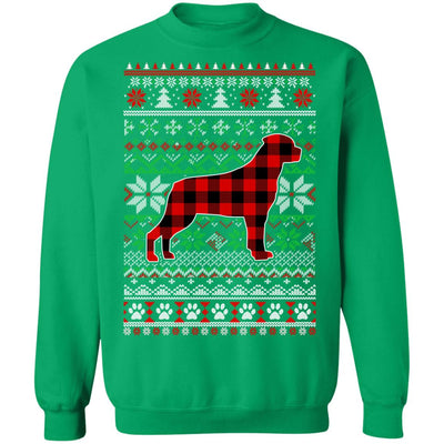 Rottweiler Red Plaid Ugly Christmas Sweater Gifts T-Shirt & Sweatshirt | Teecentury.com