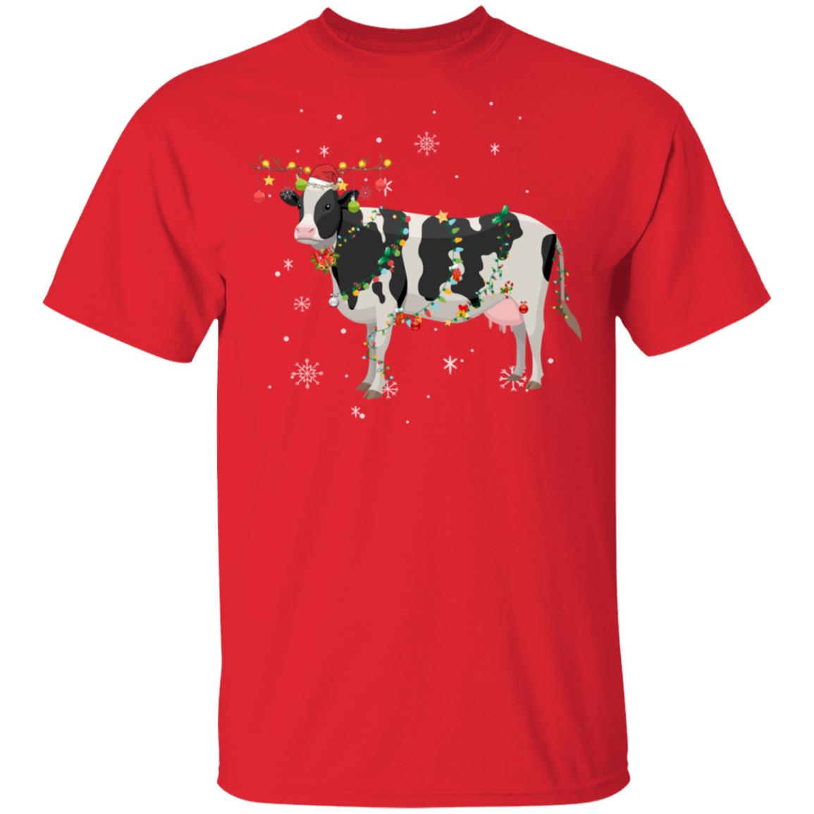 Funny Cow Reindeer Christmas Lights Pajama T-Shirt & Sweatshirt | Teecentury.com