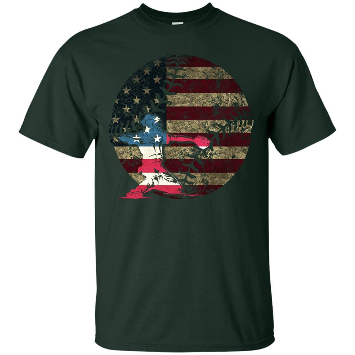 Catcher Baseball America Flag T-Shirt & Hoodie | Teecentury.com