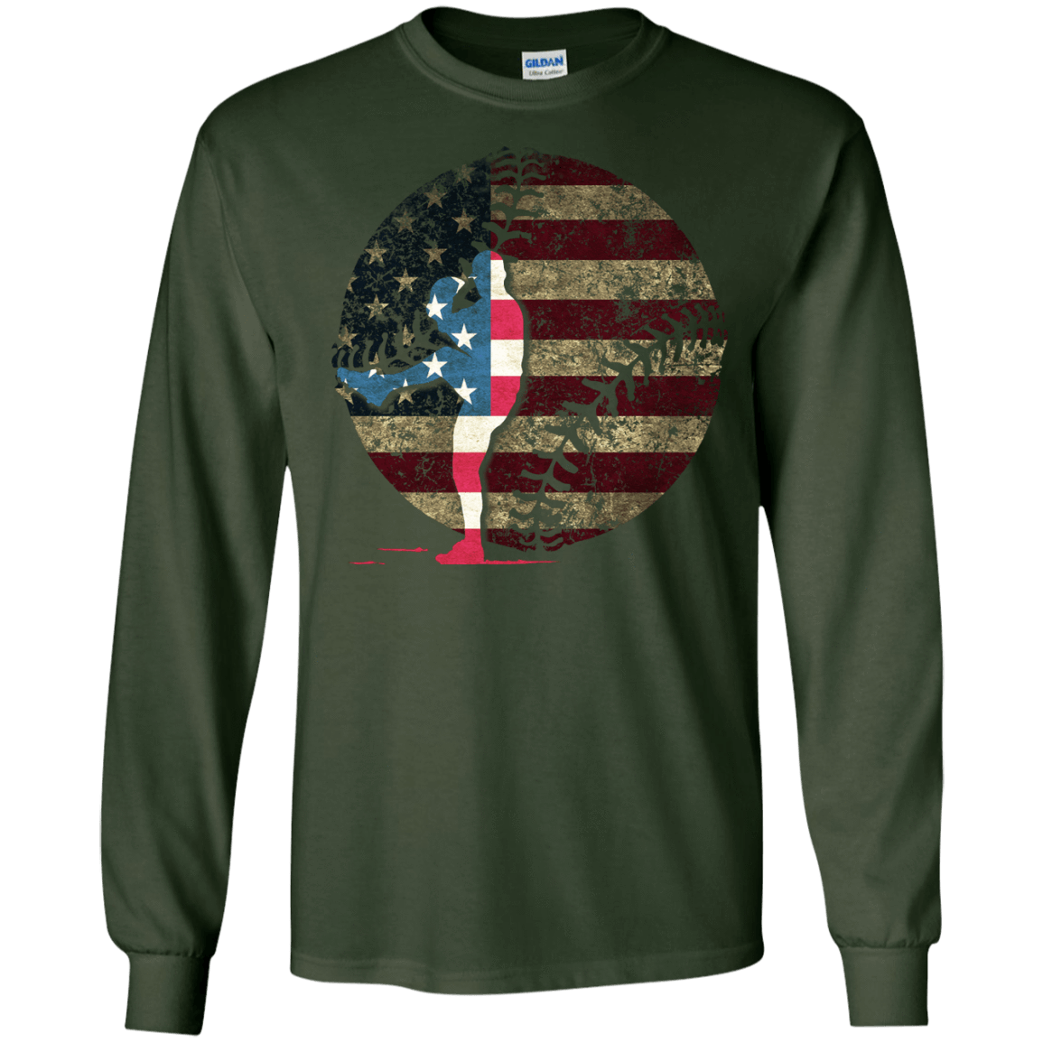 Pitcher Baseball America Flag T-Shirt & Hoodie | Teecentury.com