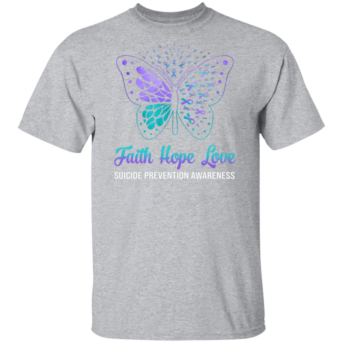 Faith Hope Love Butterfly Suicide Prevention Awareness T-Shirt & Hoodie | Teecentury.com