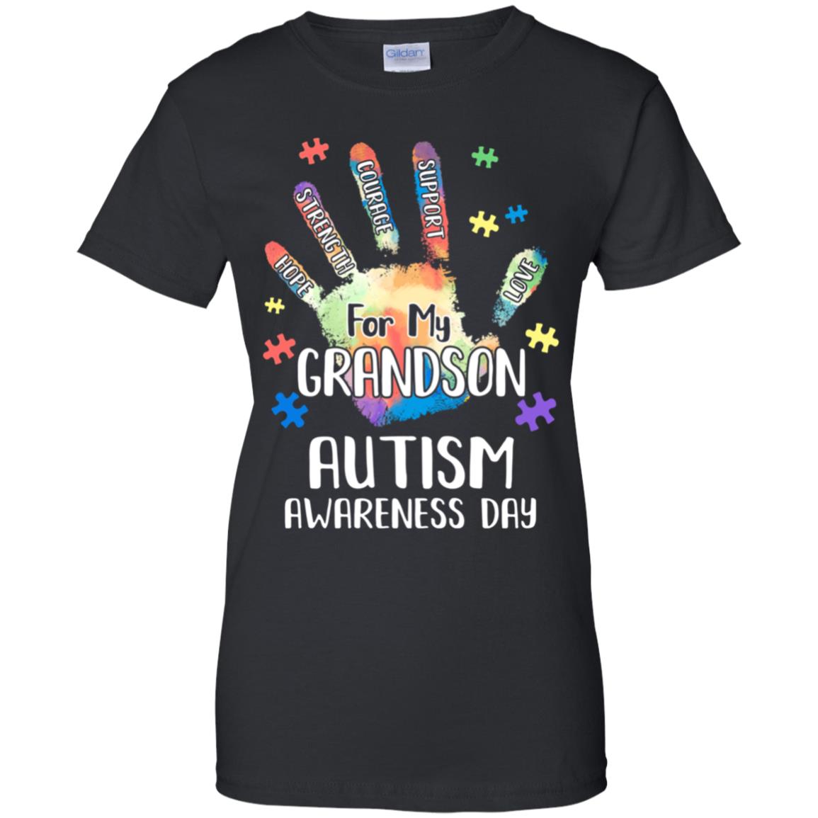 Support Autism Awareness For My Grandson Puzzle Gift T-Shirt & Hoodie | Teecentury.com