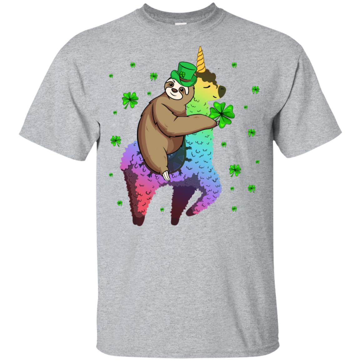 Leprechaun Sloth Riding Llama Unicorn St Patricks Day Youth Youth Shirt | Teecentury.com