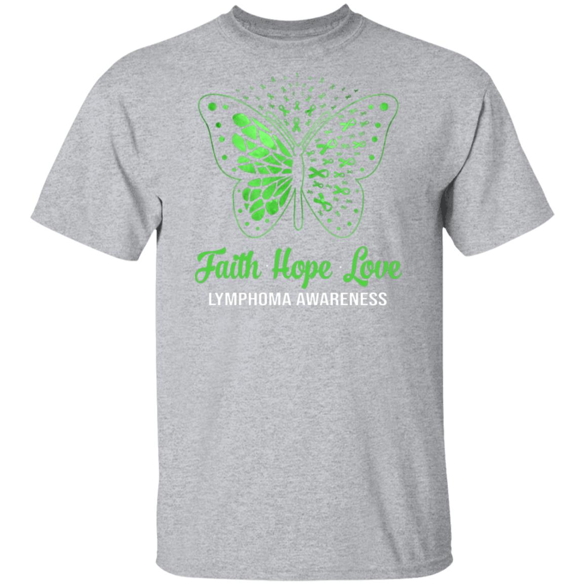 Faith Hope Love Green Butterfly Lymphoma Awareness T-Shirt & Hoodie | Teecentury.com