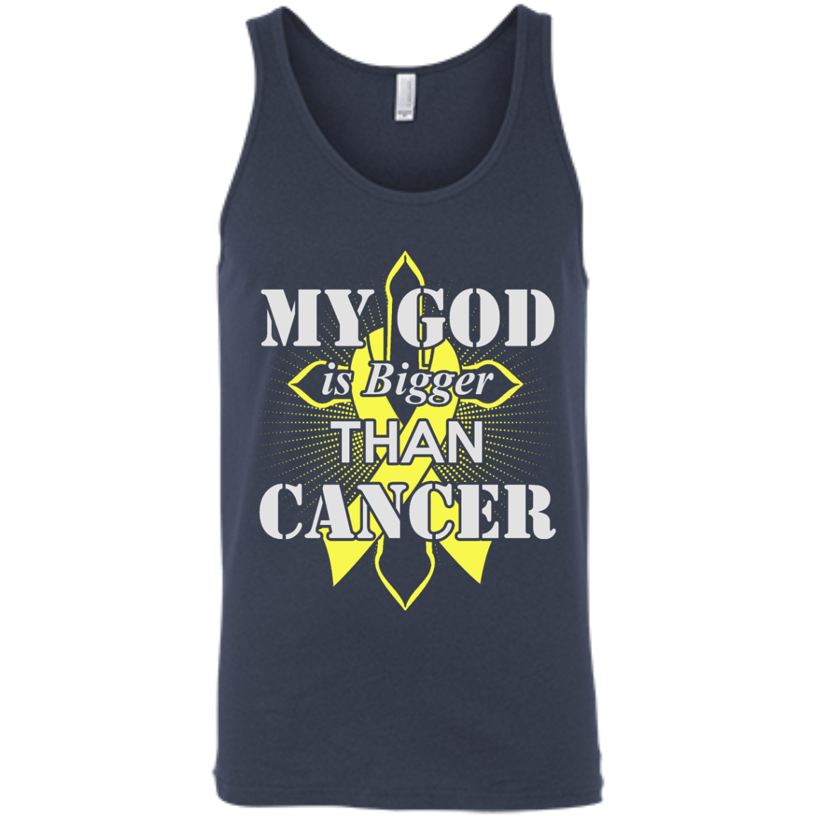 My God Is Bigger Than Cancer Yellow Awareness Ribbon T-Shirt & Hoodie | Teecentury.com