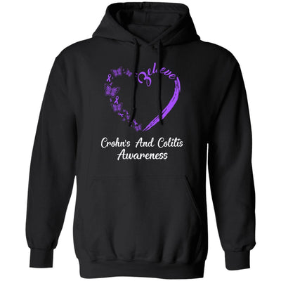 Butterfly Believe Crohn's And Colitis Awareness Ribbon Gifts T-Shirt & Hoodie | Teecentury.com