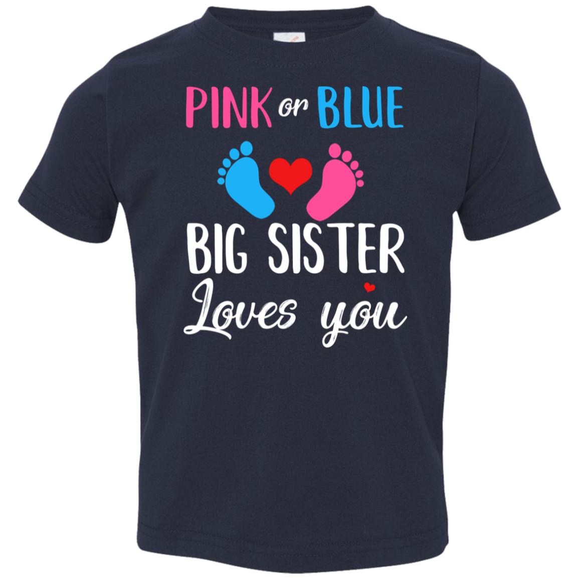 Pink Or Blue Big Sister Loves You Funny Gender Reveal Party Gift Youth Youth Shirt | Teecentury.com