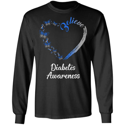 Butterfly Believe Diabetes Awareness Ribbon Gifts T-Shirt & Hoodie | Teecentury.com