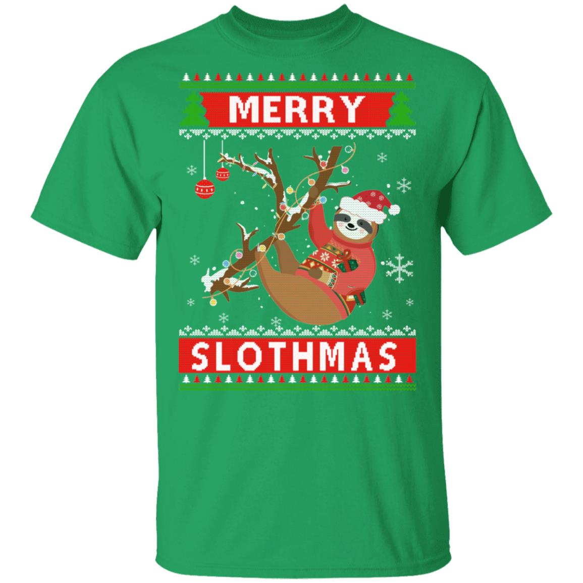 Merry Slothmas Christmas Pajama Sloth Lovers Ugly Sweater T-Shirt & Sweatshirt | Teecentury.com