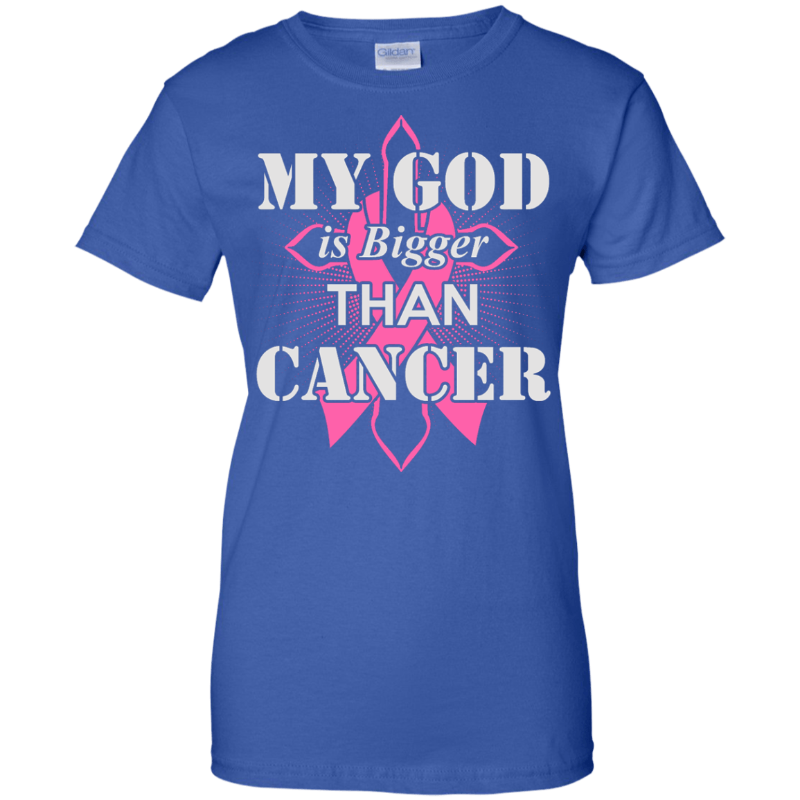 My God Is Bigger Than Cancer Pink Awareness Ribbon T-Shirt & Hoodie | Teecentury.com