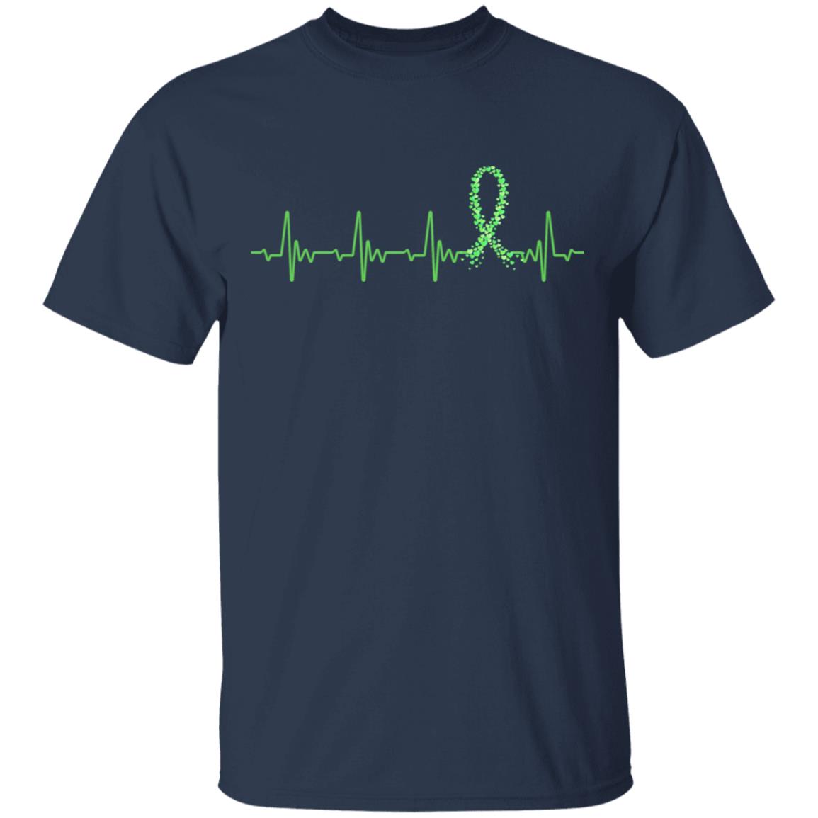 Kidney Disease Liver Cancer Awareness Green Ribbon Heartbeat T-Shirt & Hoodie | Teecentury.com