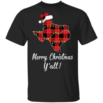Merry Christmas Y'all Texas State Red Plaid Gift T-Shirt & Sweatshirt | Teecentury.com
